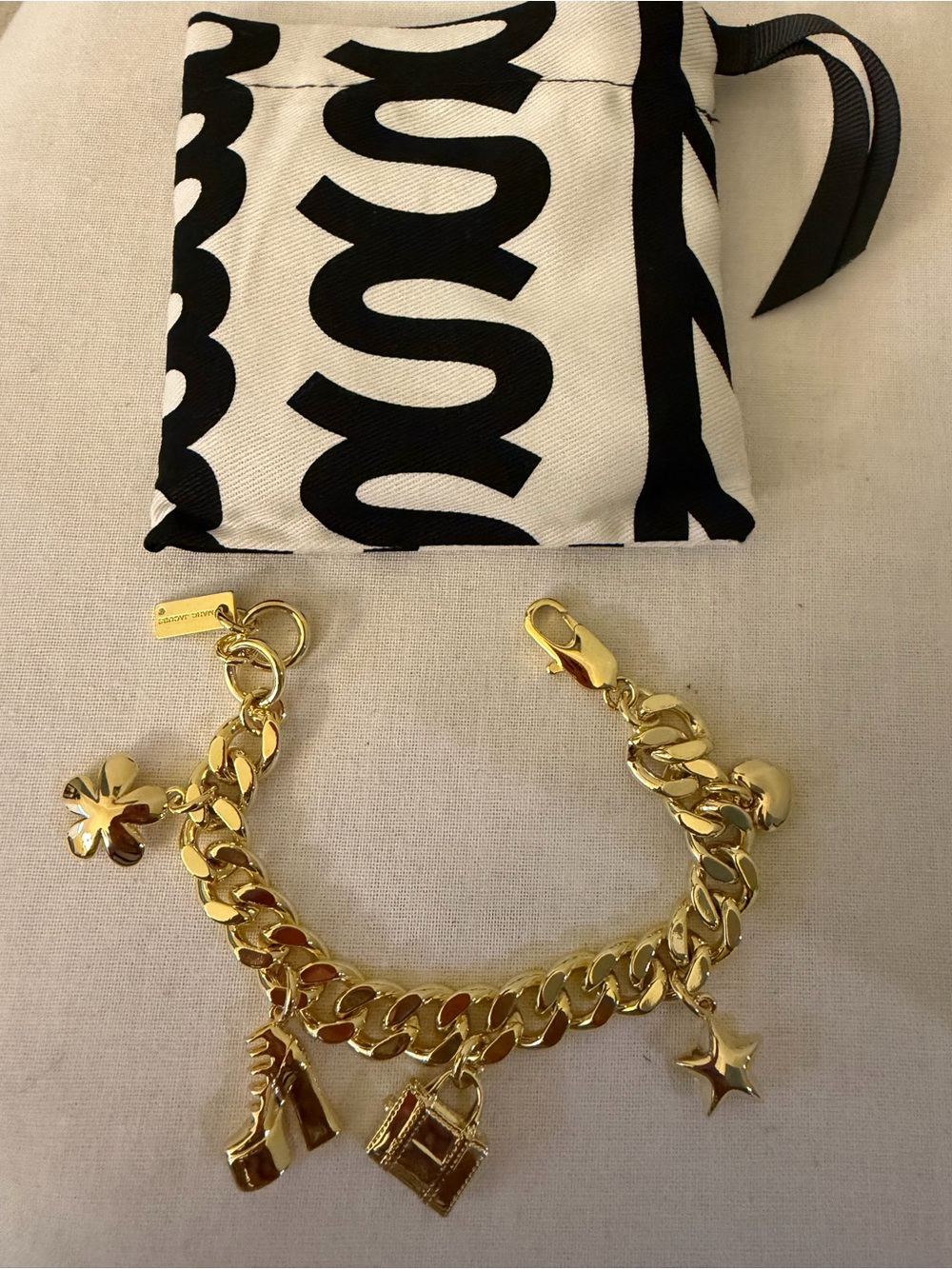 Marc Jacobs Gold Charm Chunky Chain Bracelet - Women Bags Accessory